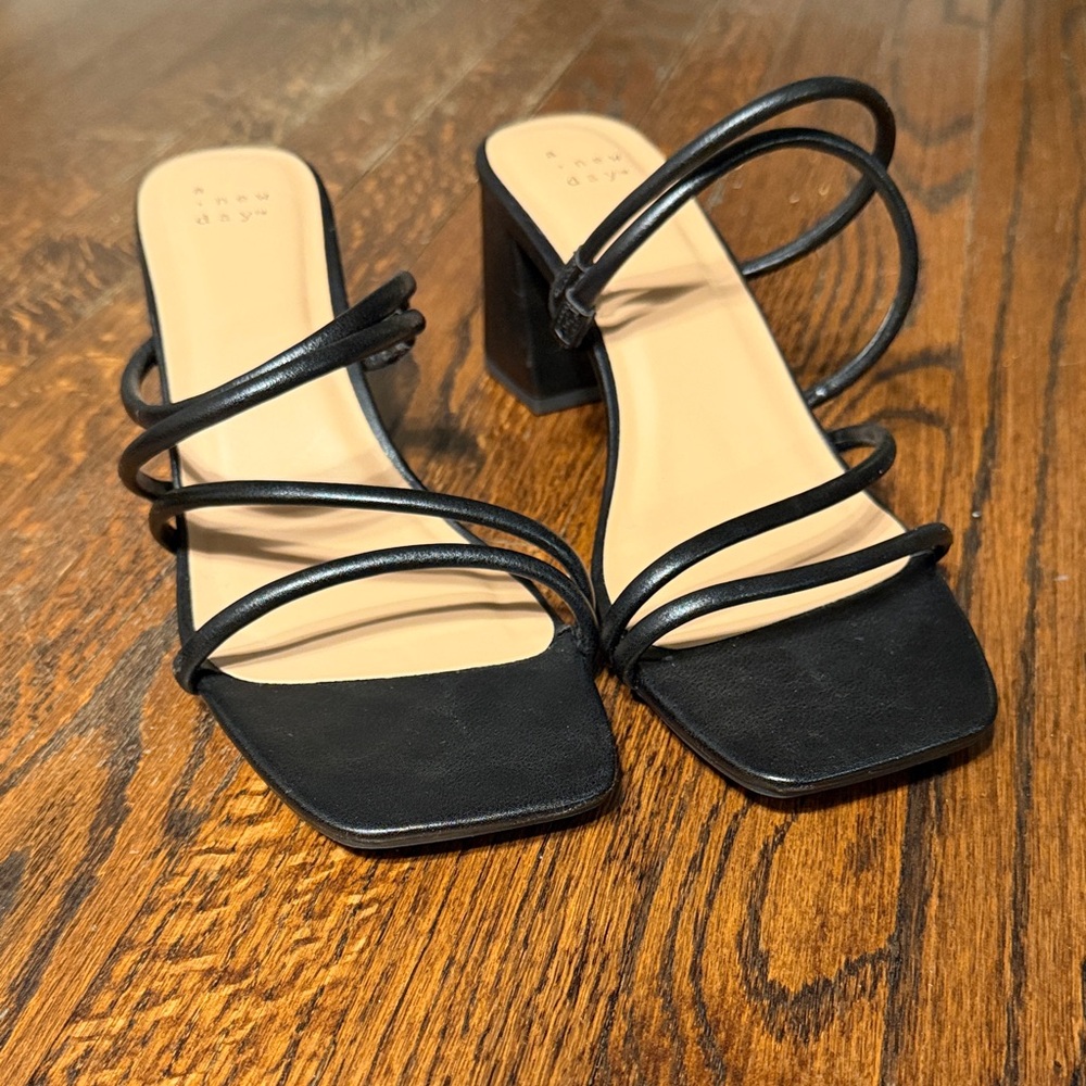 a new day Black Strappy Block Heels